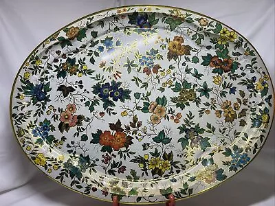 VTG  1971 Daher Decorated Ware 11101 Made In England Tin Oval Tray Floral 20x15” • $19.99