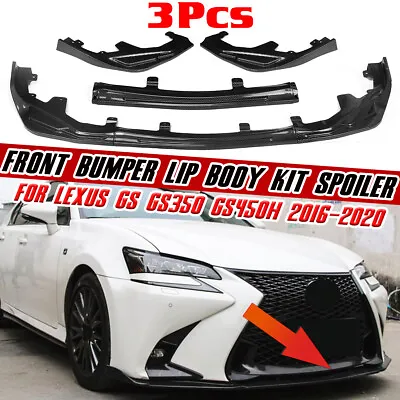 3pcs For Lexus GS350 Gs450h F-sportr 16-20 Carbon Style Front Bumper Lip Spoiler • $75.99