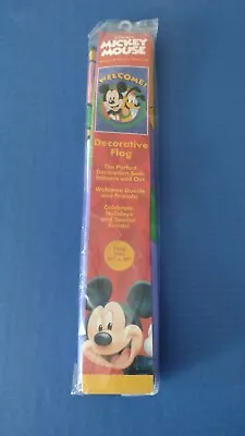 Vintage Sealed Mickey Mouse Welcome Banner Flag  Mickey And Pluto 28 X40  2000 • $22.79