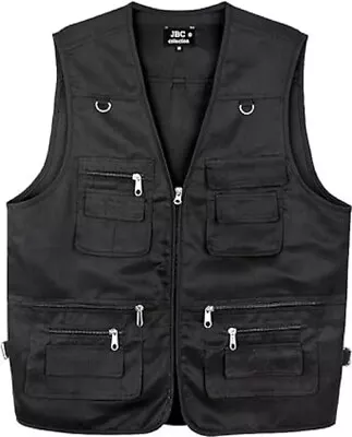 Men Sleeveless Waistcoat Jacket Multi Pocket Outdoor Utility Vest Tectical Gilet • £17.99