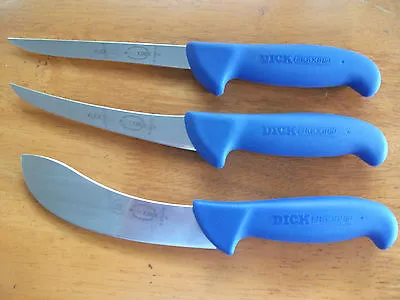 F. Dick 6  3 Piece Skinner / Boner Set Hard Stain Free Germany Blue Handle • $94