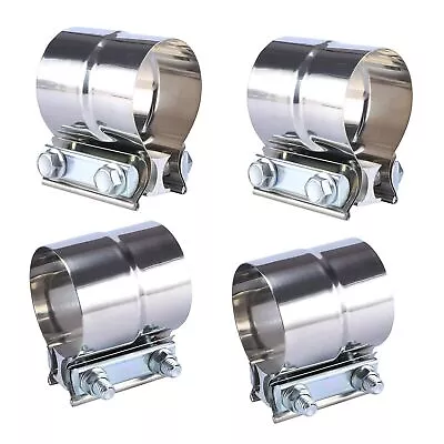 4Pcs 2.5  Stainless Steel 304 Heavy Duty Exhaust Band Clamp Lap Joint Clamps • $24.55