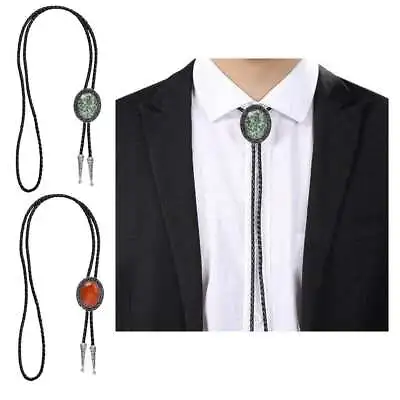 £11.32 • Buy Antique Genuine Leather Gemstone Bolo Tie Western Rodeo Necktie String