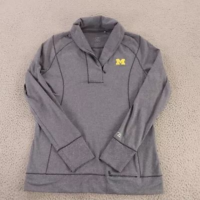 Michigan Wolverines Sweater Womens M Blue Yellow Polyester Logo Sweatshirt • $21.58