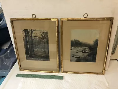 2 Antique Hand Colored Photos Sawyer Type In BEST Foster Bros Boston Frames • $295
