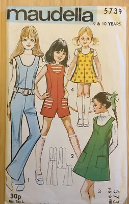 Maudella 5739 Sewing Pattern Girls’ Catsuit Dungarees Dress Size 9-10 Uncut • £10.90