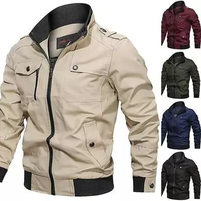 Mens Winter Cargo Casual Jacket Zip Up Warm Coat Combat Bomber Jacket Outwear • $41.88