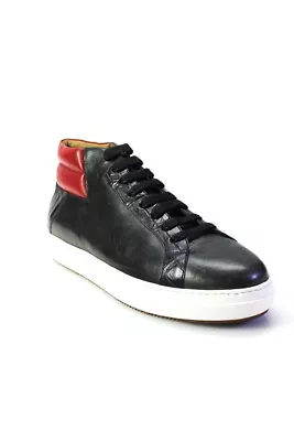 Tardini Mens Alligator Trim High Top Leather Sneakers Red Black Size UK 8 • $259.99