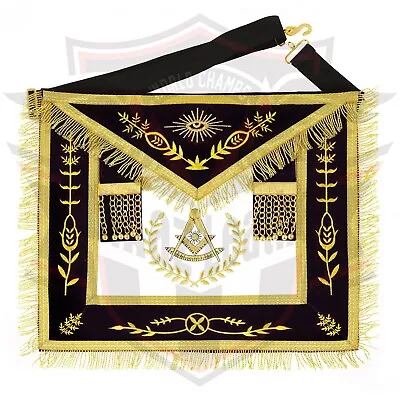 Masonic Blue Lodge Past Master Gold Machine Embroidery Apron • $64.99