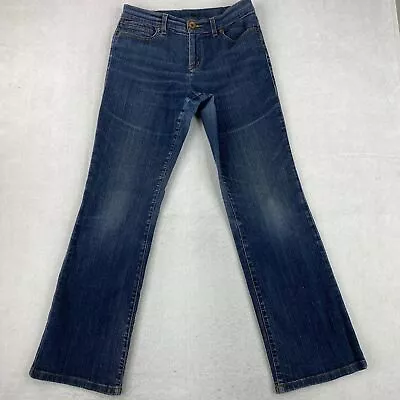 DKNY Soho Jean Bootcut Women's 10 Blue Cotton Blend Mid Rise Flap Back Pockets • $18.95