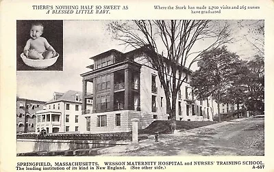 MA Springfield WESSON MATERNITY HOSPITAL & Nurse Training School Postcard C63 • $8.99