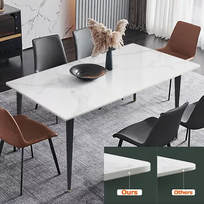 $275.92 • Buy 6-Seater Heavy Duty Marble Dining Table Kitchen Breakfast Table Thick Metal Legs