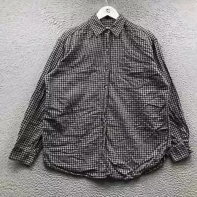 Eddie Bauer Flannel Button Up Shirt Women's Medium Long Sleeve Check Green White • $9.99