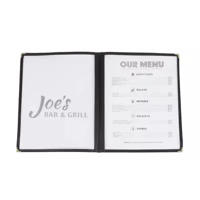 (10 Pack) Double Fold Panels Menu Covers Black 8.5 X 11-Inches Insert 4 View • $65.61