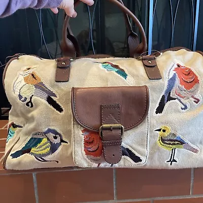 26b Anthropologie Miss Albright Weekender Bag  Embroidered Birds Rare Perfect • $219