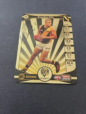 $8 • Buy 2014 Teamcoach Brandon Ellis Richmond Personally Signed Gold Card In NMint Cond