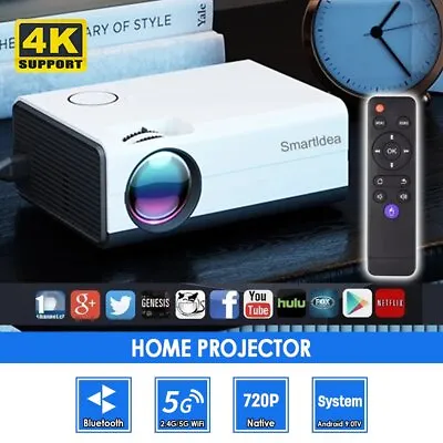 $151.72 • Buy 4K HD Projector 5G WiFi Bluetooth Wireless Android Smart Home Theater Projector