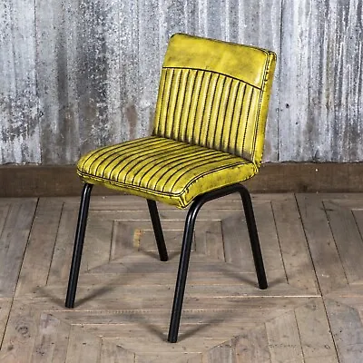 Faux Leather Dining Chair Yellow Retro Style Chair Kitchen Chair • £115