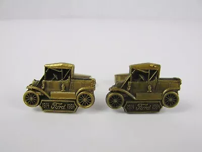 Vintage Antique Car Cuff Links Ford Commemorative Model T 1914-1964 Goldtone • $19.99