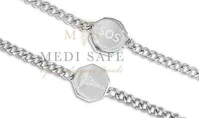 Waterproof Stainless Steel Sos Bracelet/medic Alert/ Ladies/mens/talisman Silver • £25.99