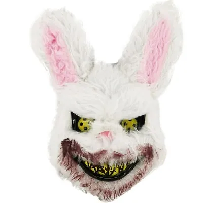 Killer Fluffy Bunny Mask Halloween Horror White Rabbit Fancy Dress Costume • £8.99