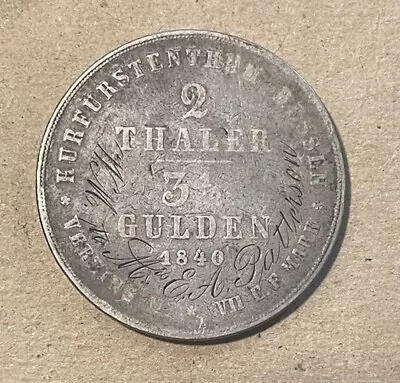 Hesse-Cassel (Germany) - 1840 Large Silver 2 Thaler - Scarce • $210