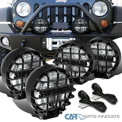 4X 6  Round Black Offroad Super 4X4 Work Fog Light+H3 Bulb+Relay+Wiring Kit • $68.31