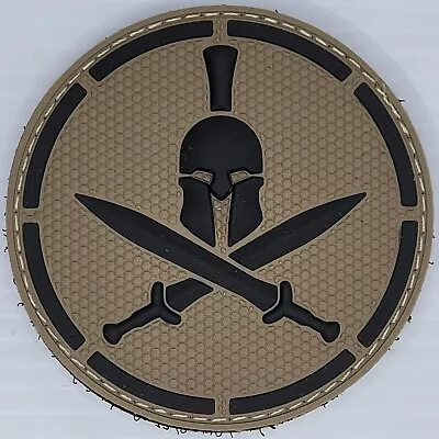 Spartan Helmet And Swords Mil-Spec Monkey 3D PVC Patch Black And Brown • $6.99