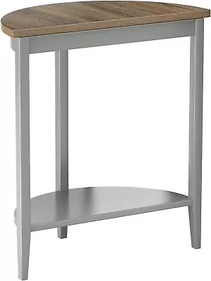 Justino Half Moon Wooden Console Table With Bottom Shelf In Gray Oak • $72.02