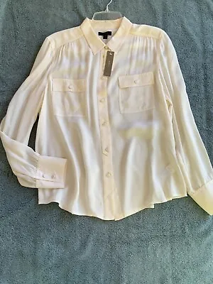 Jcrew Nwt Sz.-(14) And /or-(16) Long Sleeve Shirt 100%-silk Ivory • $79