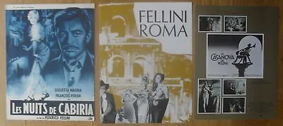 FEDERICO FELLINI Lot Of 3 Original French Heralds Movie Poster Cabiria Roma Casa • $40