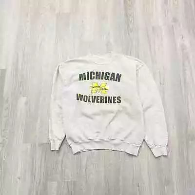 VINTAGE 90s Michigan Wolverines Spellout Crewneck Sweatshirt Size Small S 1990s • $25