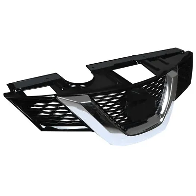 For 2014 2015 Nissan Rogue Front Bumper Upper Grille Glossy Black Mesh W/Chrome • $40.99