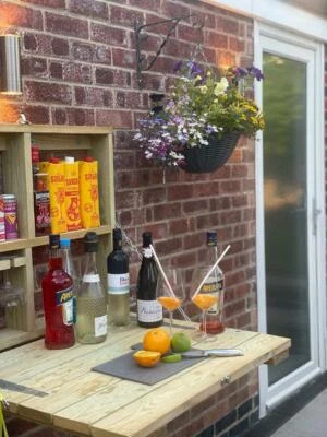£125 • Buy Wall Mounted Outdoor Wooden Drop Down Bar - Home Pub - Space Saving 