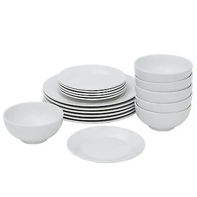 $27.58 • Buy USED 18-Piece Dinnerware Set Round Dinner Plates Dish Service For 6 White