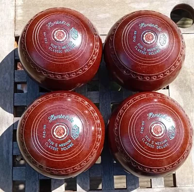 Henselite Classic Deluxe Size 5 Medium Lawn Bowls - Set Of 4 Brown Flecked • £59.95