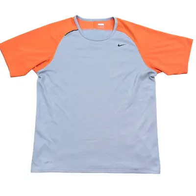 Nike FIT Dry T Shirt Men's Size Medium Gray Orange Short Sleeve Moisture Wick • $6.74