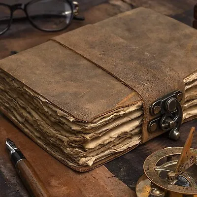 Vintage Leather Journal Notebook 100% Handmade Unique Antique Deckle Edge Papers • $27.99