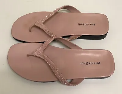 $17.50 • Buy ❤ Amanda Smith Tootsie Pink Beaded Thong Sandal Flip Flop Slides Shoes Size 8 ❤