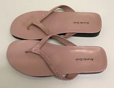 $17.50 • Buy ❤ Amanda Smith Tootsie Pink Beaded Thong Sandal Flip Flop Slides Shoes Size 8 ❤