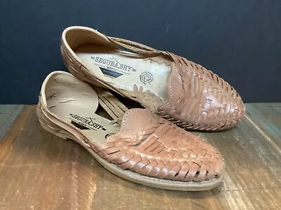 Vintage Segura Shy Mexican Huarache Brown Woven Leather Sandals Shoes Sz 8 • $28