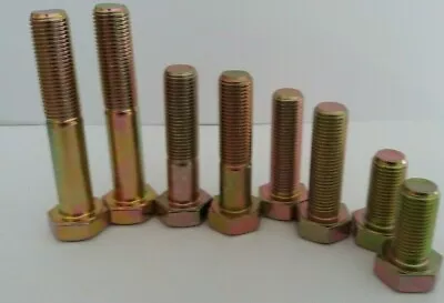 M12 X 1.25mm  M12x1.25 Metric Extra Fine MEF 8:8 Yellow Zinc Hexagon Head Bolts. • £3.25