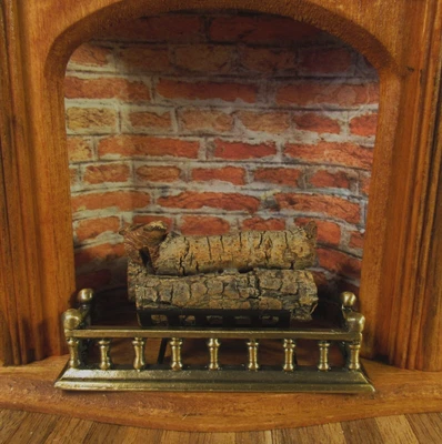 $11.99 • Buy Dollhouse Fireplace Accessories, Metal Grate, Real Logs, Classic Bronze Fender