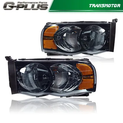Fit For 02-05 Dodge Ram 1500 2500 3500 Smoke Lens Headlights Assembly Pair • $59.98