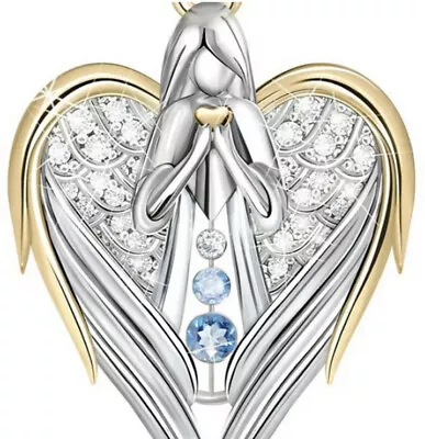 £2.99 • Buy Angel Wing Heart Pendant Necklace Plating Rhinestone Chain Gift Guardian
