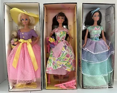 Barbie Lot Of 3 Dolls: Spring Blossom Spring Petals & Spring Tea Party • $55