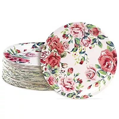 80-Pack Vintage-Floral Paper Plates 9 Inch For Tea Party Wedding Bridal Baby ... • $28.77