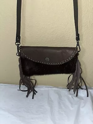 Montana West Cowhide Fringe Western Crossbody Bag Trinity Ranch Line Black • $22.28