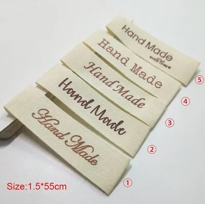 Cream Fabric Labels Hand Made Sew On Garment Clothing Craft DIY Tags 55x15mm #2 • £2.40