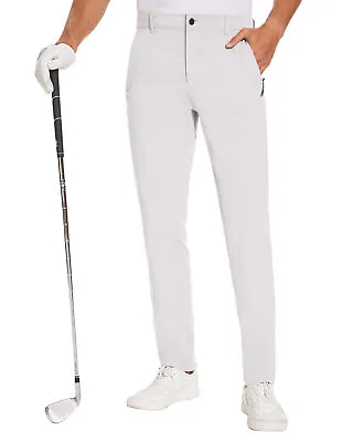 Men's Dress Pants Slim Fit Stretch Chino Tapered Zipper Pockets Workwear Trouser • $23.74